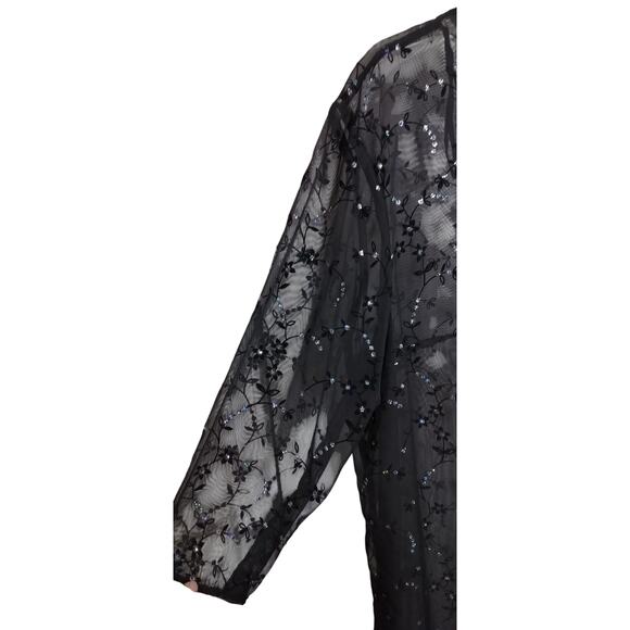 4302)R&M Richards Karen Kwong Black Bling Sheer Tank & Duster Set Plus Size 24W - Picture 5 of 9